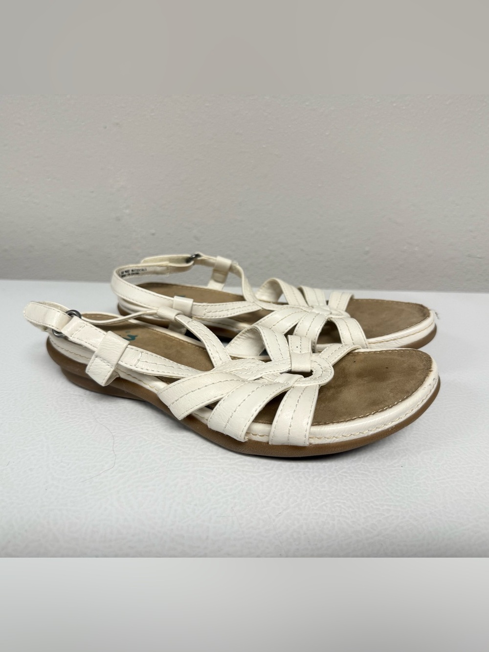 Yuu Alottie Slingback Sandals Shoes White Strappy Cross Women 7 M
